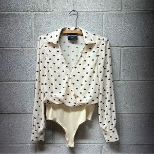 Kittenish Heart Print Bodysuit